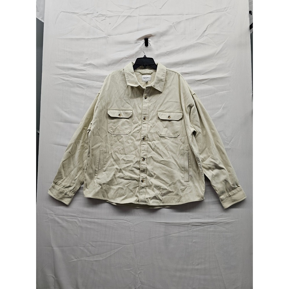 Goodfellow‎ & Co Mens XXL Beige Vintage Utility Shirt Long Sleeve Cotton